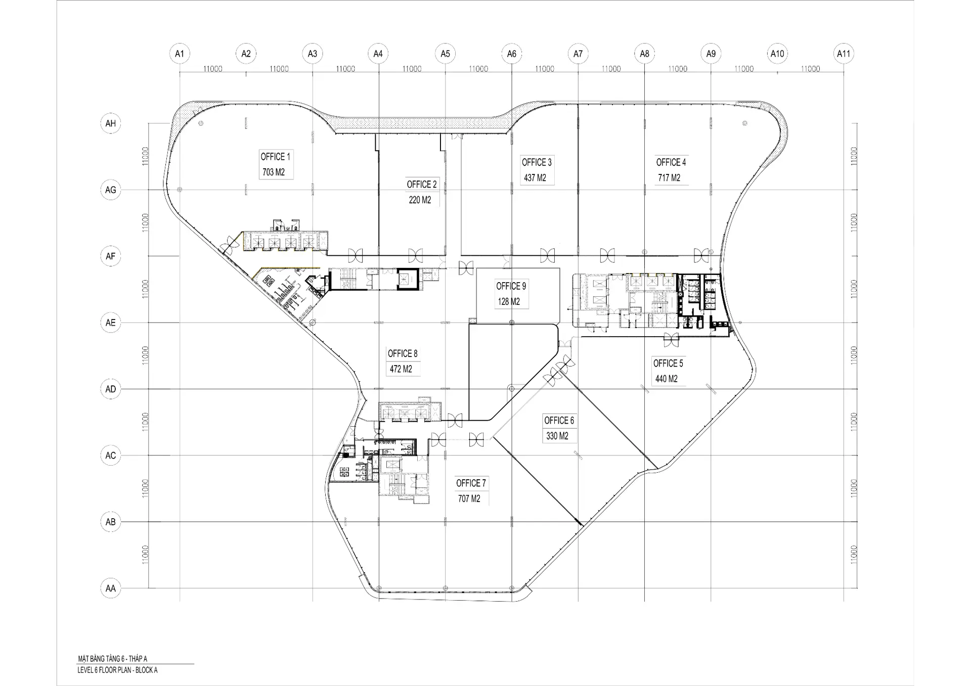 Mặt bằng tầng 6 của toà nhà Tiến Bộ Plaza