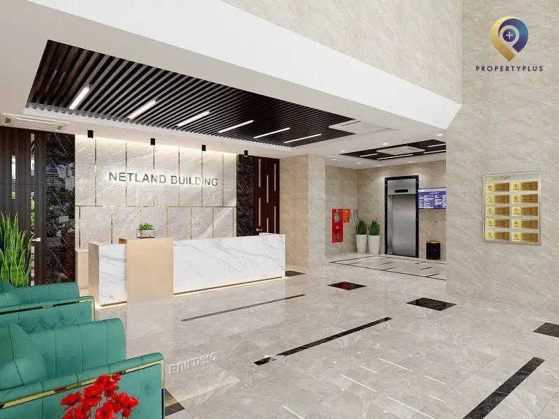 Khu vực lễ tân đẹp mắt tại Netland Building