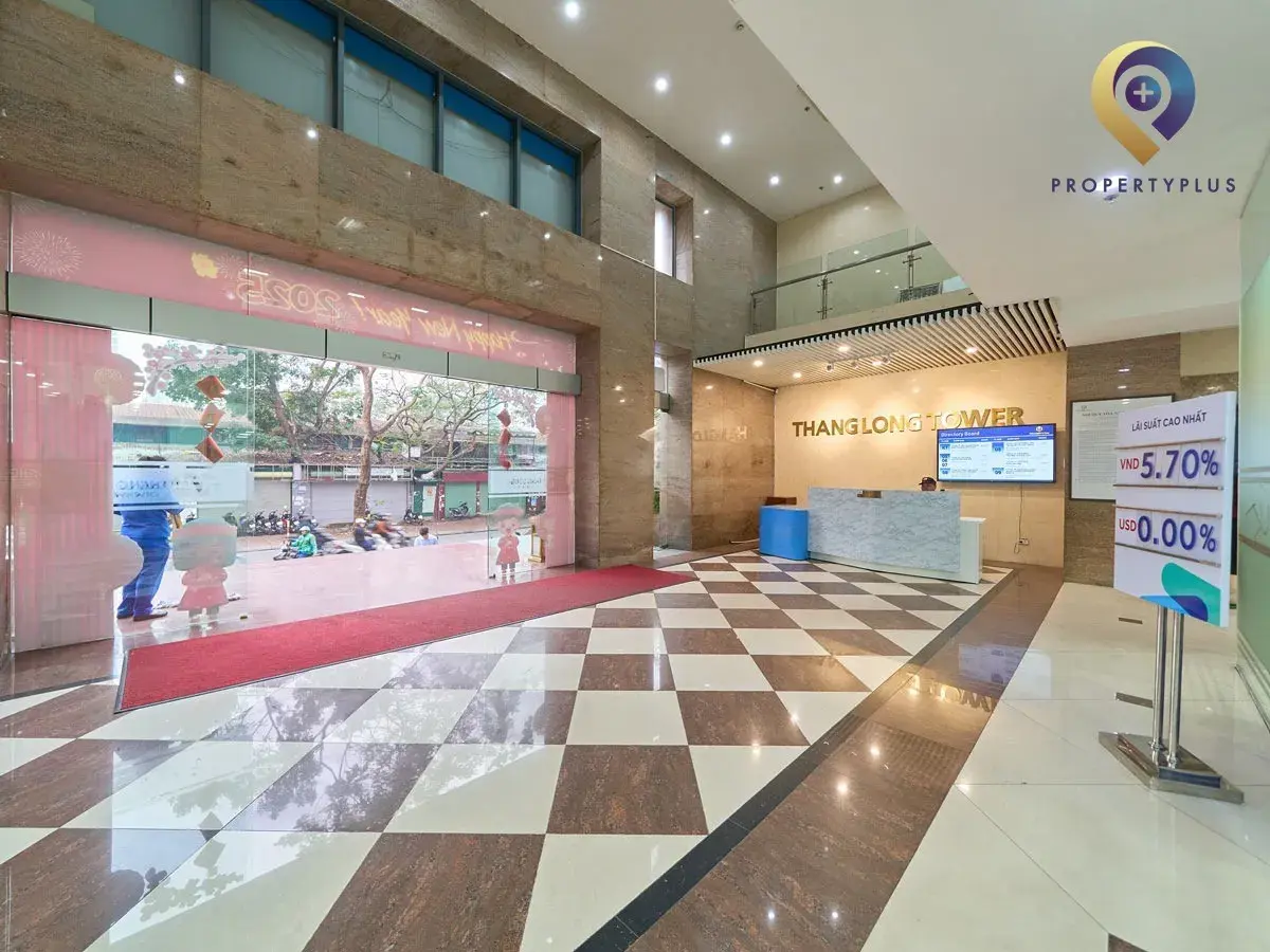 Khu vực lễ tân tại tòa nhà Thăng Long Tower