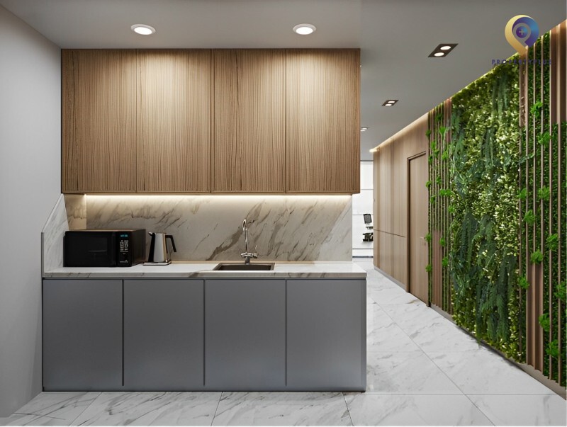 Clean, well-appointed pantry space at Vincom Center Office