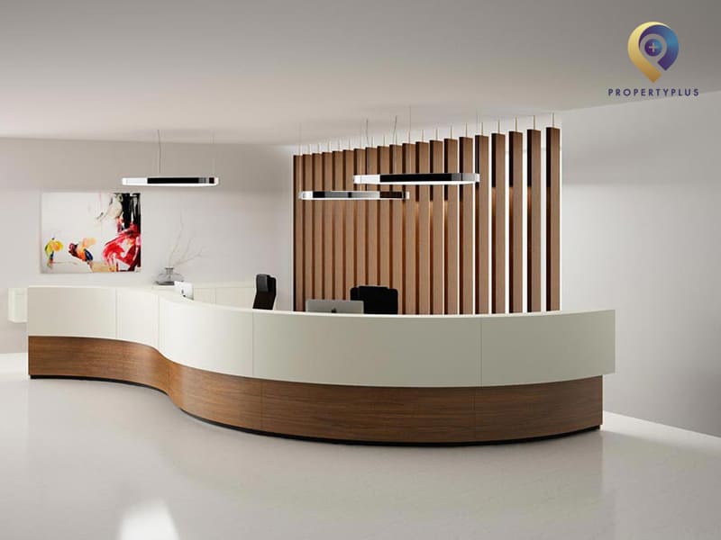 thiết kế quầy lễ tân văn phòng