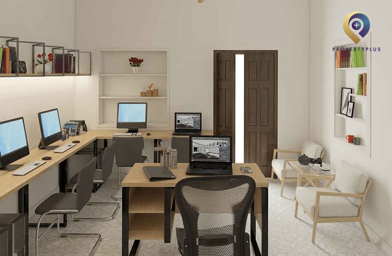 Mẫu văn phòng 25m2 hiện đại, tối giản