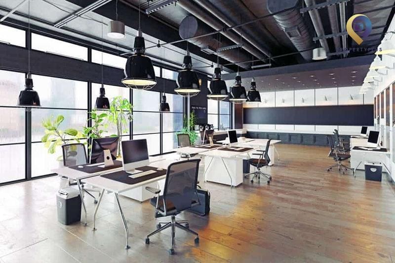 Thiết kế văn phòng 40m2 cửa kinh lớn