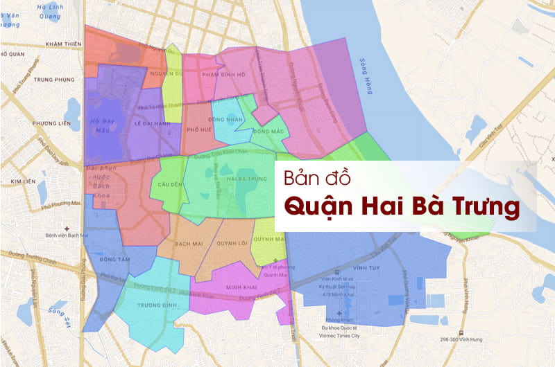 Vị trí địa lý quận Hai Bà Trưng